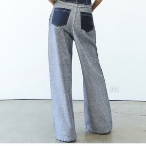 Zara High Rise Jeans in Gray and Dark Blue